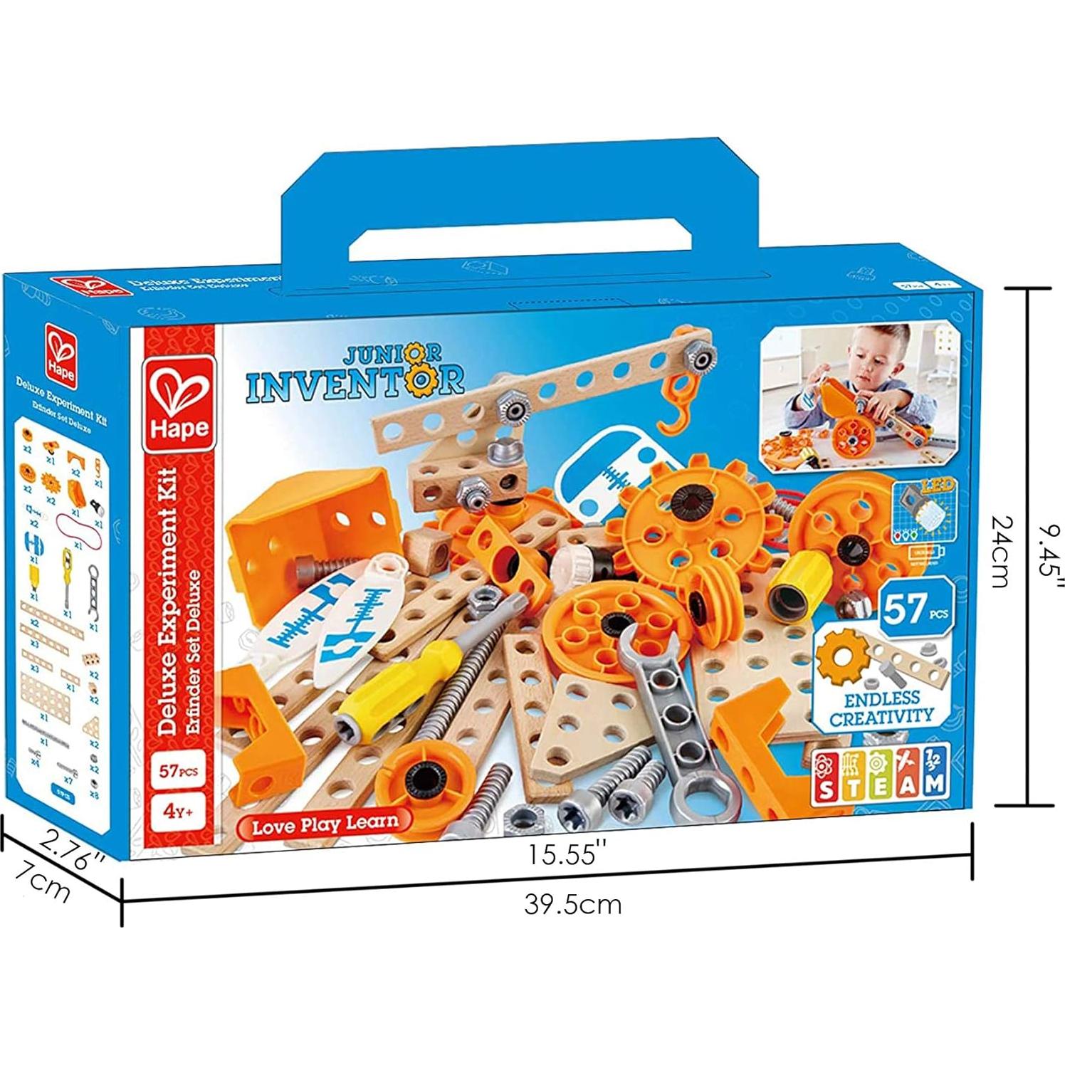 Kit de Experimentos Deluxe Hape 57 Piezas STEAM para Niños 4+