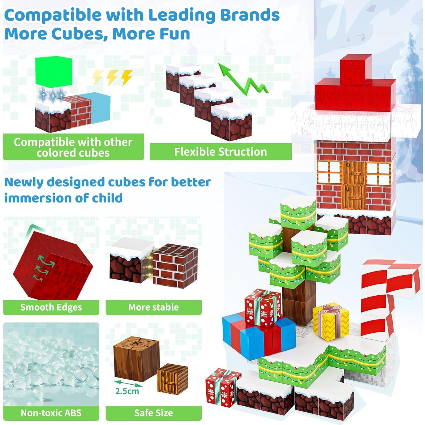 Juego de Bloques Magnéticos 100PCS HEVARAL Navidad STEM