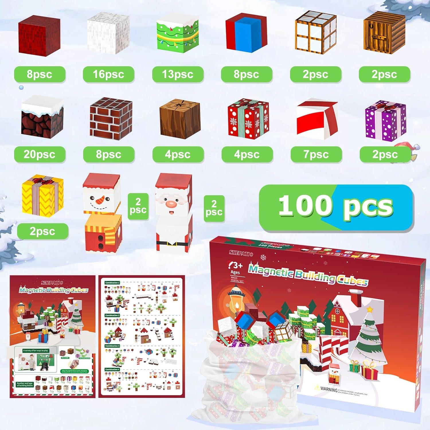 Juego de Bloques Magnéticos 100PCS HEVARAL Navidad STEM