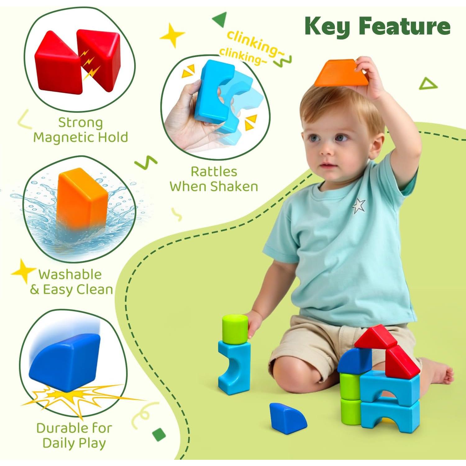 Set de Bloques Magnéticos Grandes Pairez Toys 12 Piezas 3D