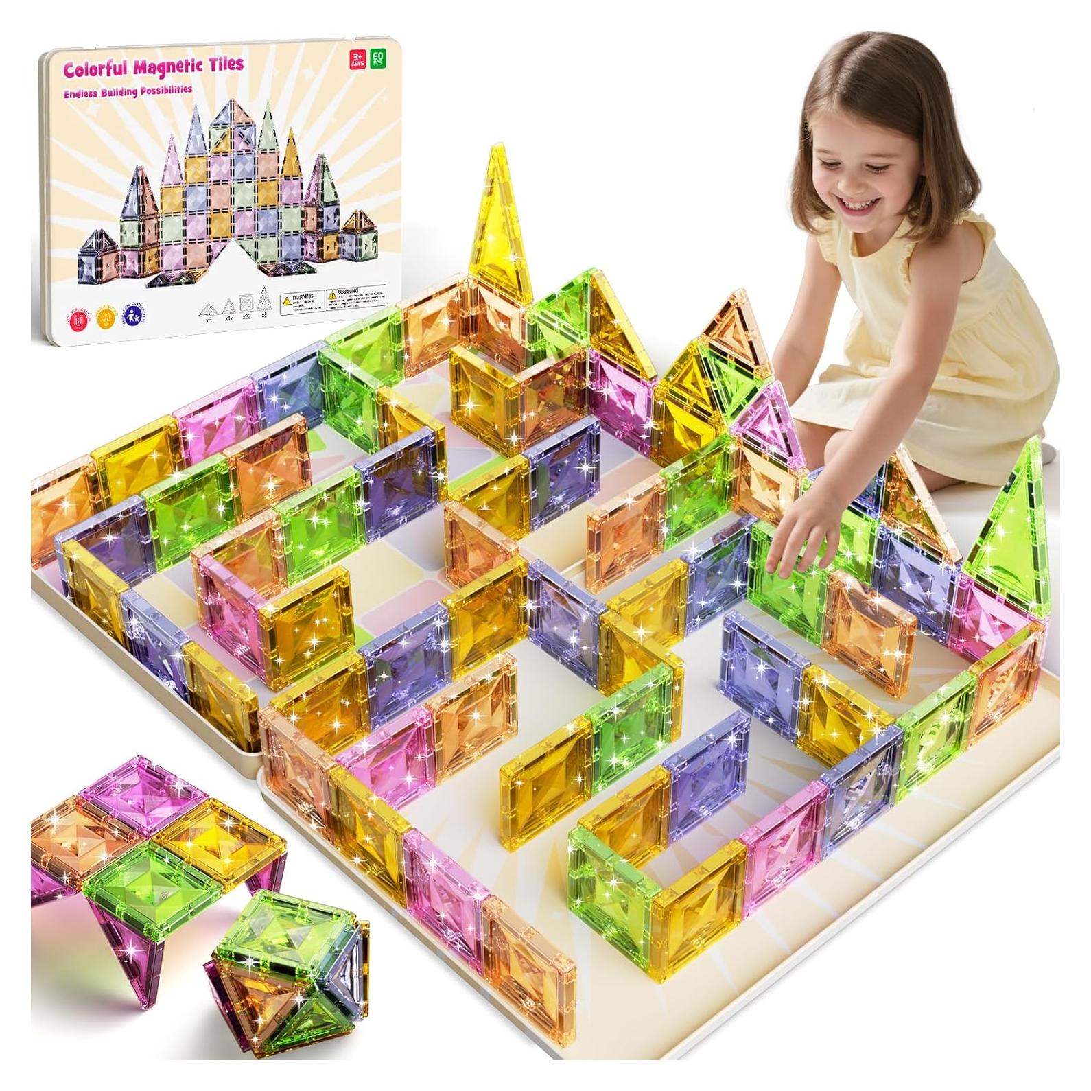Azulejos Magnéticos Grandes STEM Match 60PCS para Niños 3-8 Años