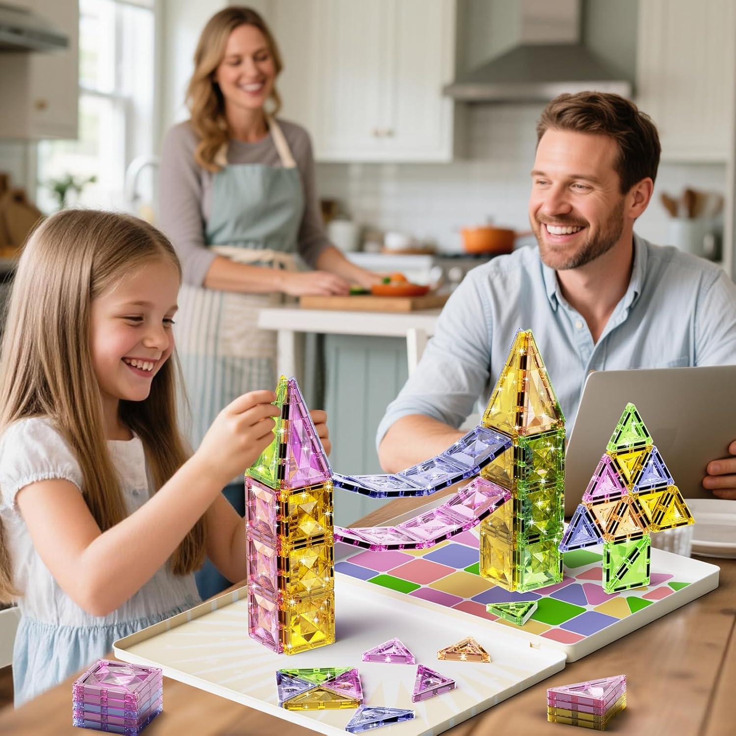 Azulejos Magnéticos Grandes STEM Match 60PCS para Niños 3-8 Años