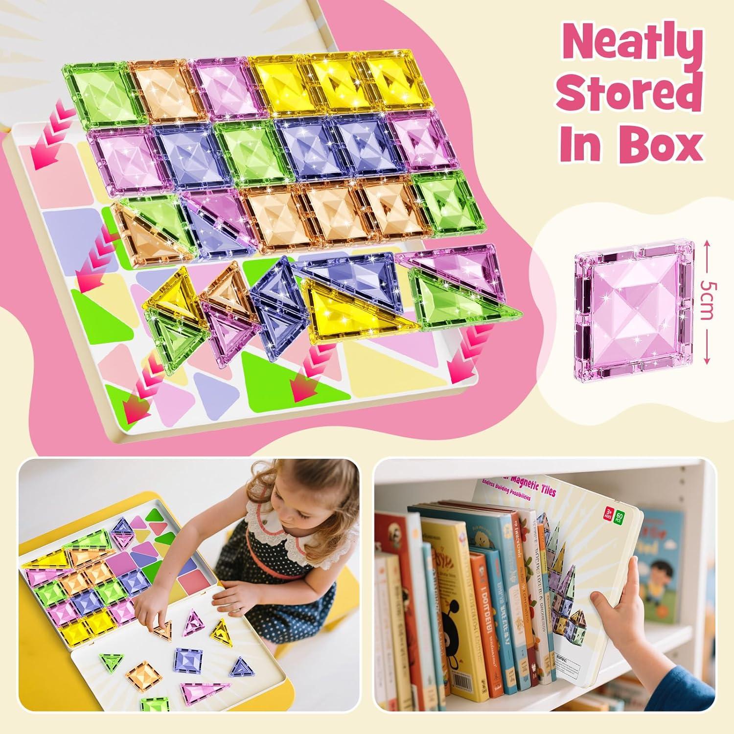 Azulejos Magnéticos Grandes STEM Match 60PCS para Niños 3-8 Años