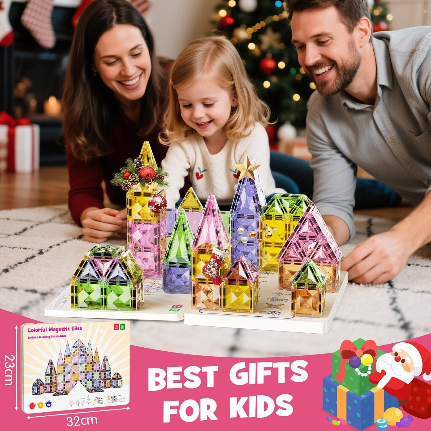 Azulejos Magnéticos Grandes STEM Match 60PCS para Niños 3-8 Años