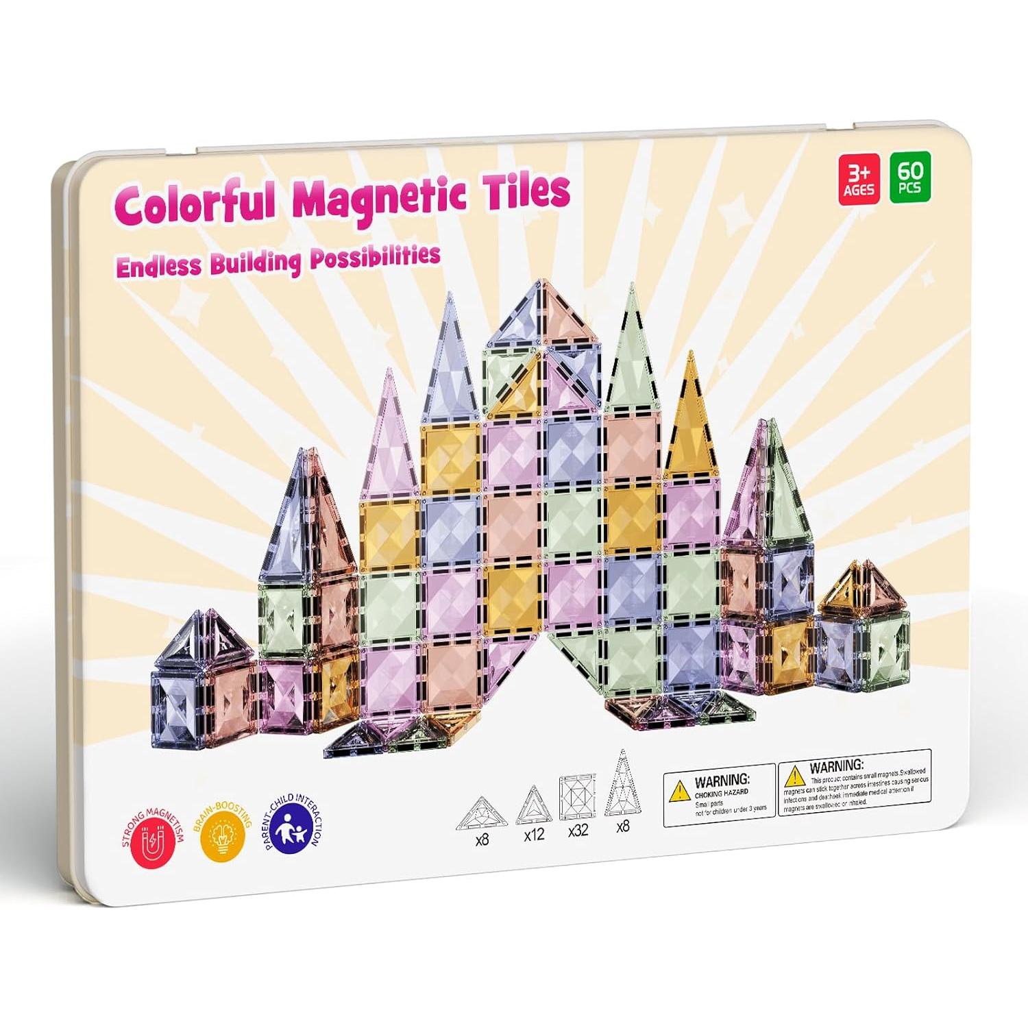 Azulejos Magnéticos Grandes STEM Match 60PCS para Niños 3-8 Años