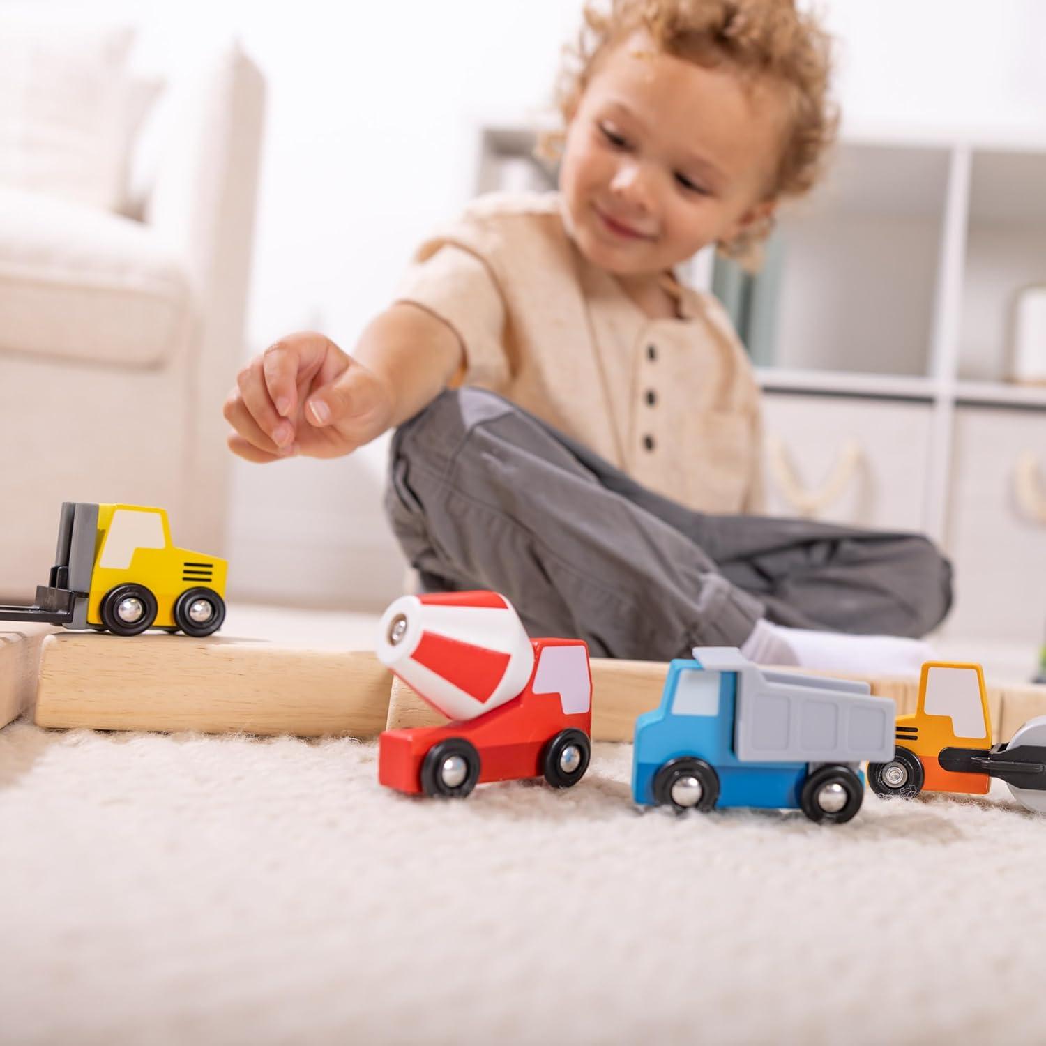 Vehículos de Construcción de Madera Melissa & Doug - 8 Piezas