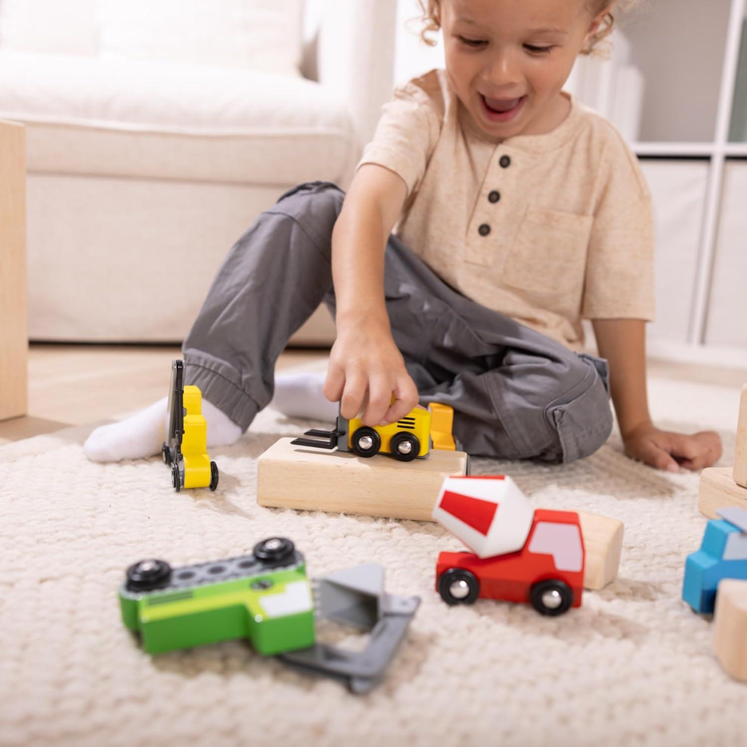 Vehículos de Construcción de Madera Melissa & Doug - 8 Piezas