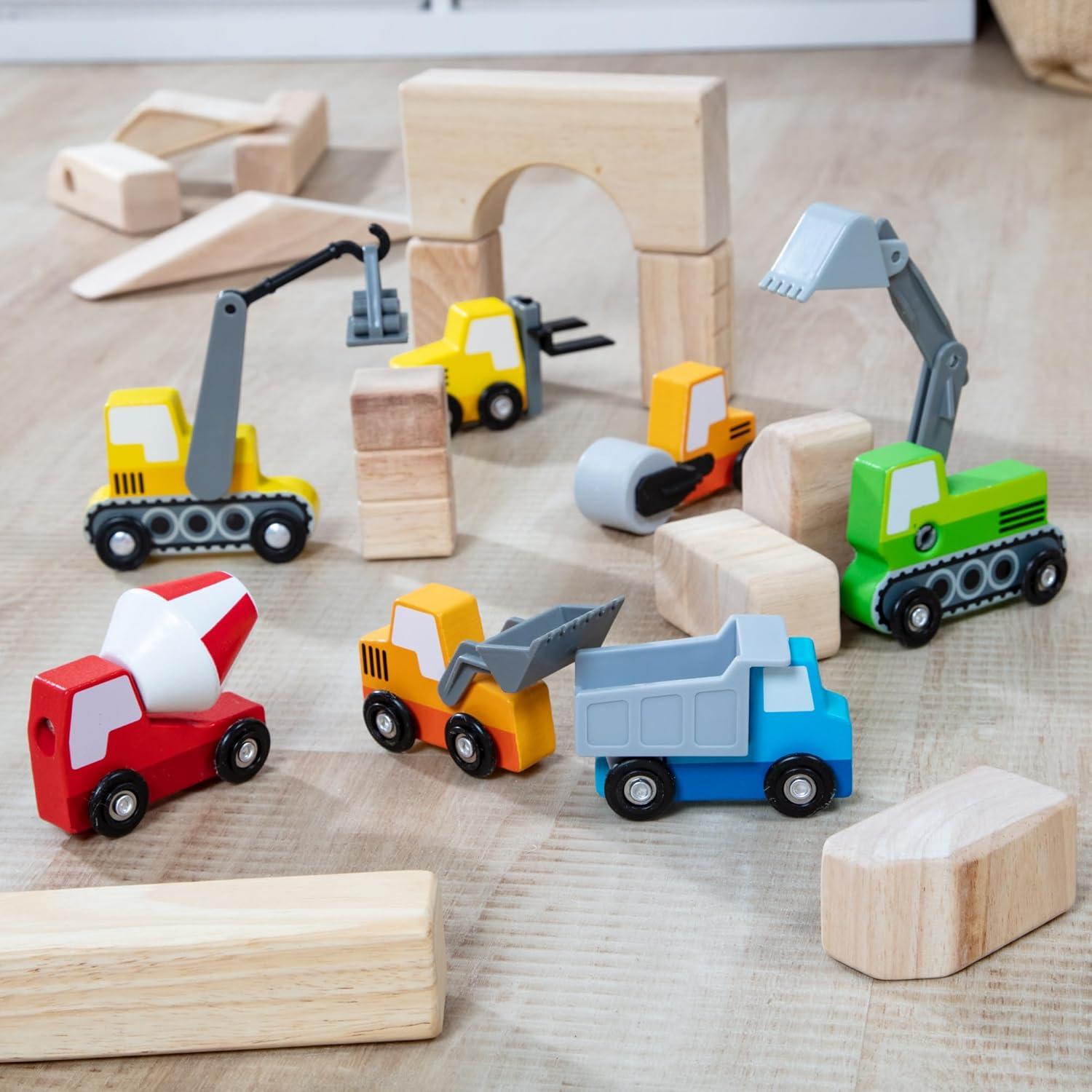 Vehículos de Construcción de Madera Melissa & Doug - 8 Piezas