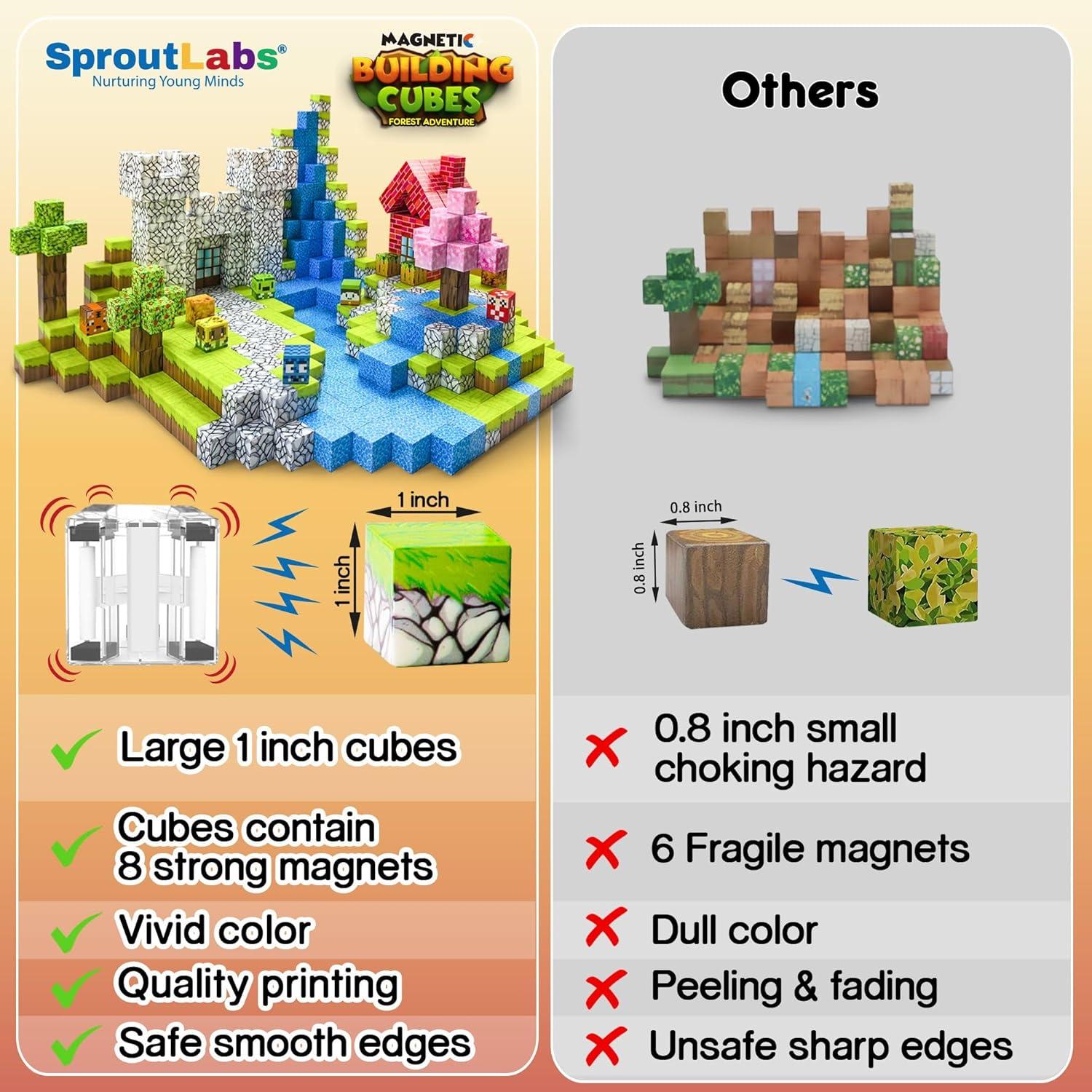 100 Pcs Bloques Magnéticos SproutLabs para Niños 3-10 Años