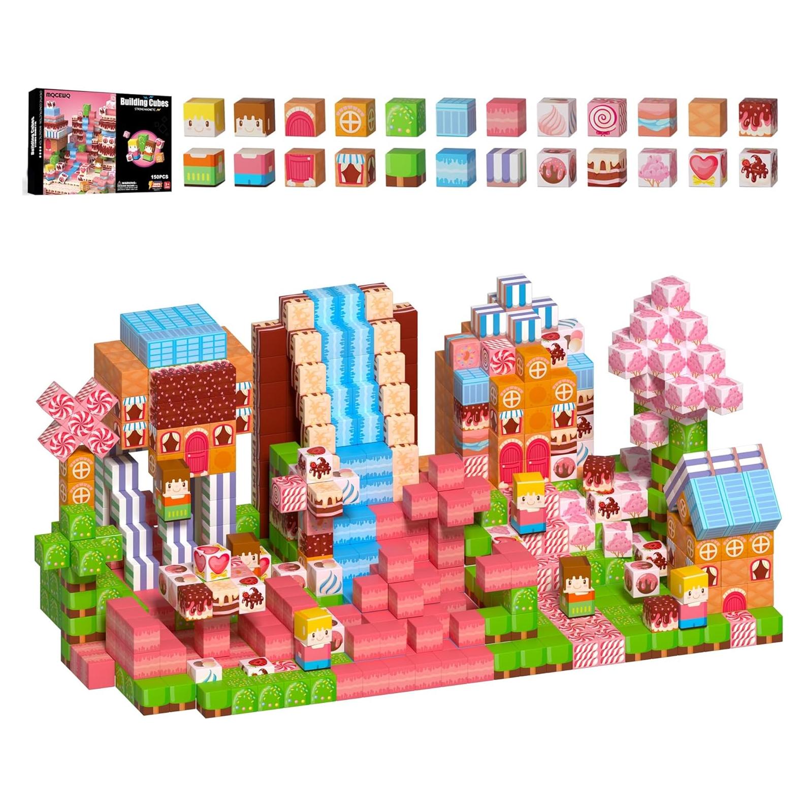 Set de Bloques de Construcción Magnéticos MQGEWQ 150 Piezas Rosa