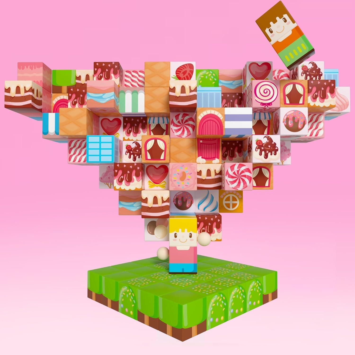 Set de Bloques de Construcción Magnéticos MQGEWQ 150 Piezas Rosa