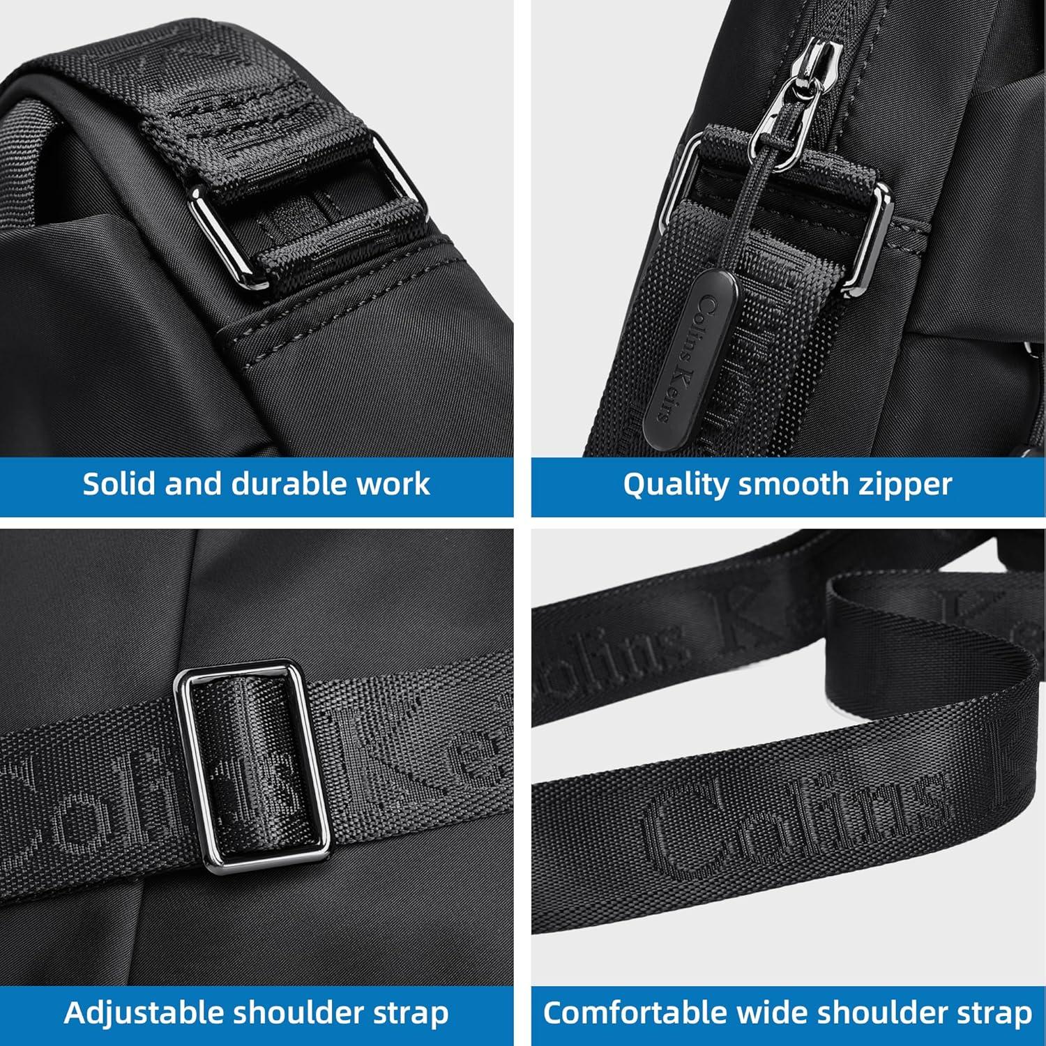 Bolso cruzado Colins Keirs para hombres, negro, 25x21 cm