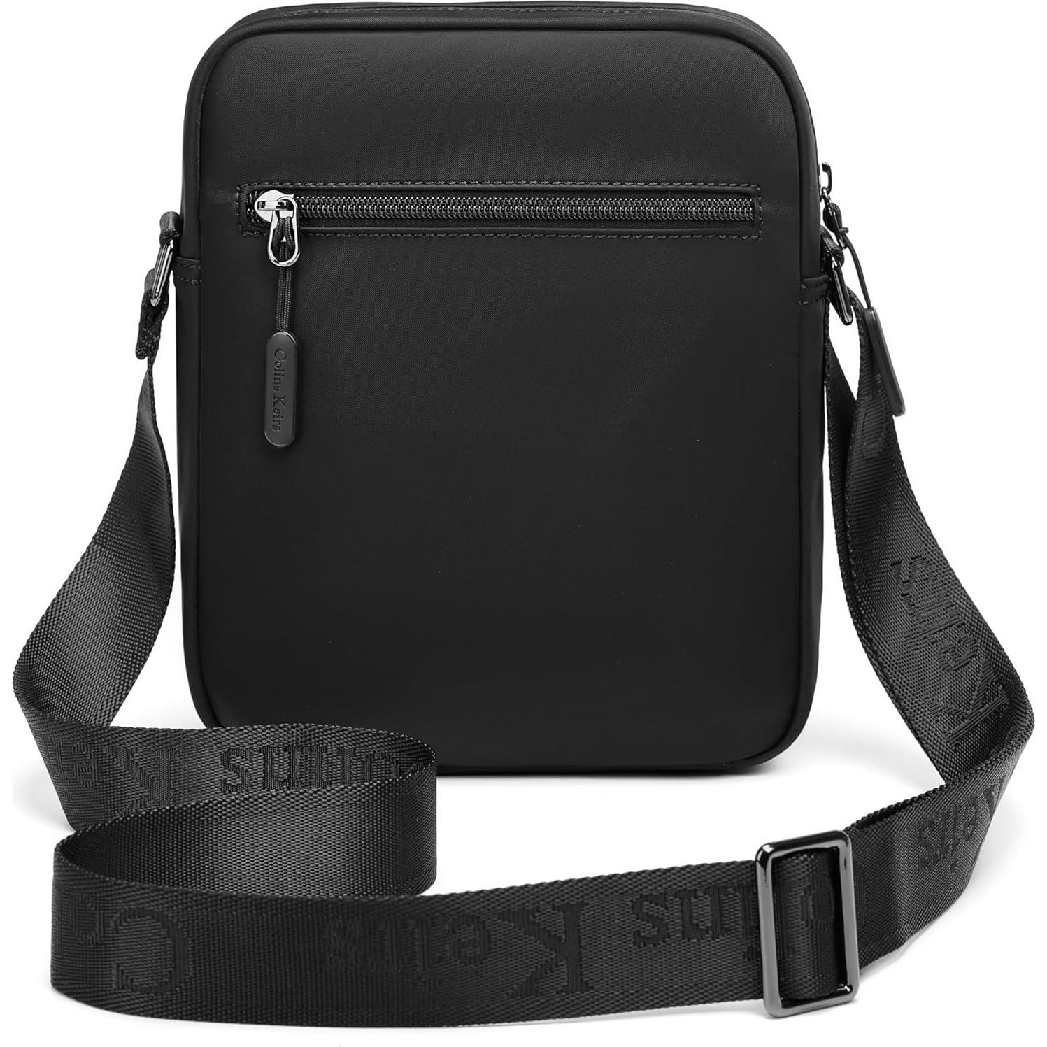 Bolso cruzado Colins Keirs para hombres, negro, 25x21 cm