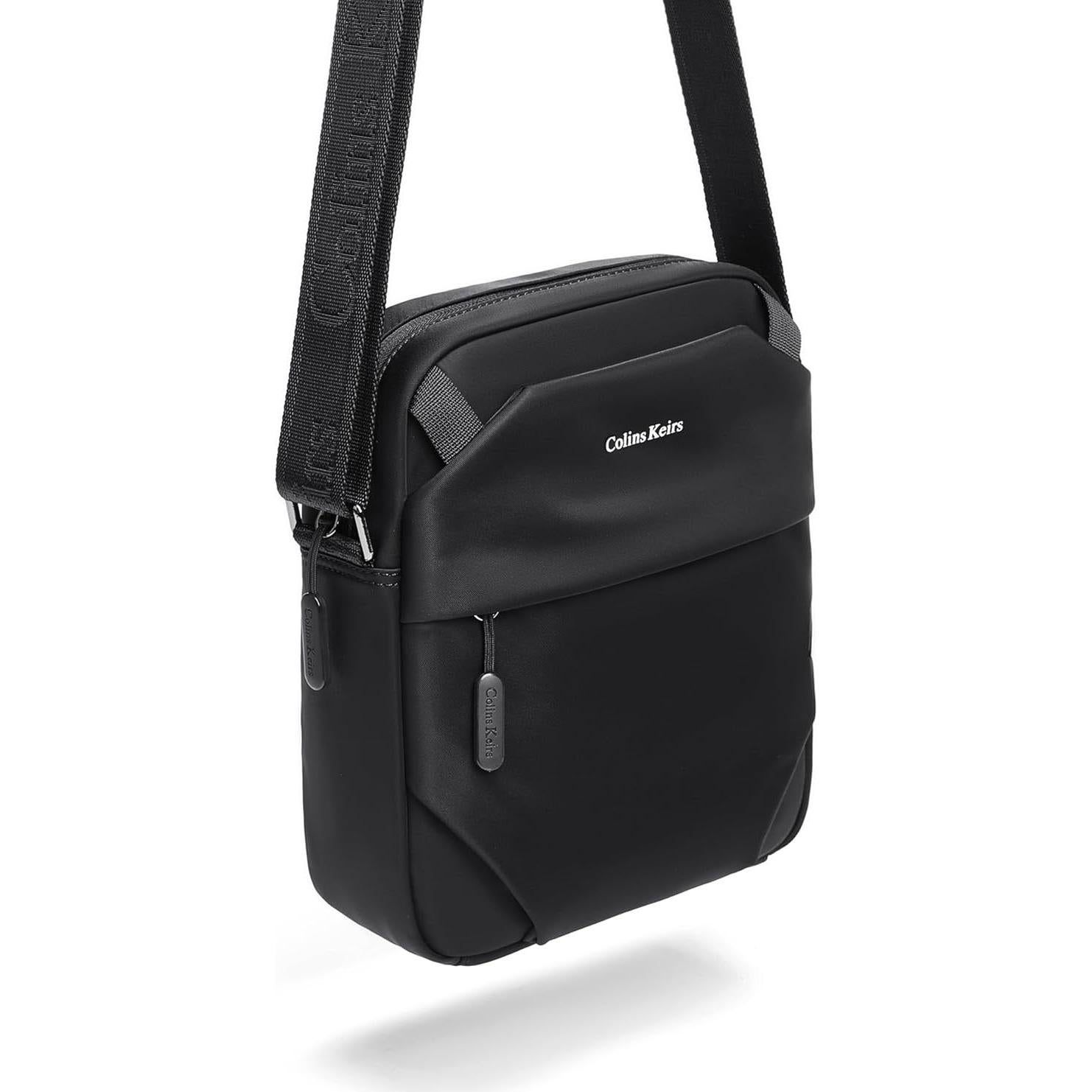 Bolso cruzado Colins Keirs para hombres, negro, 25x21 cm