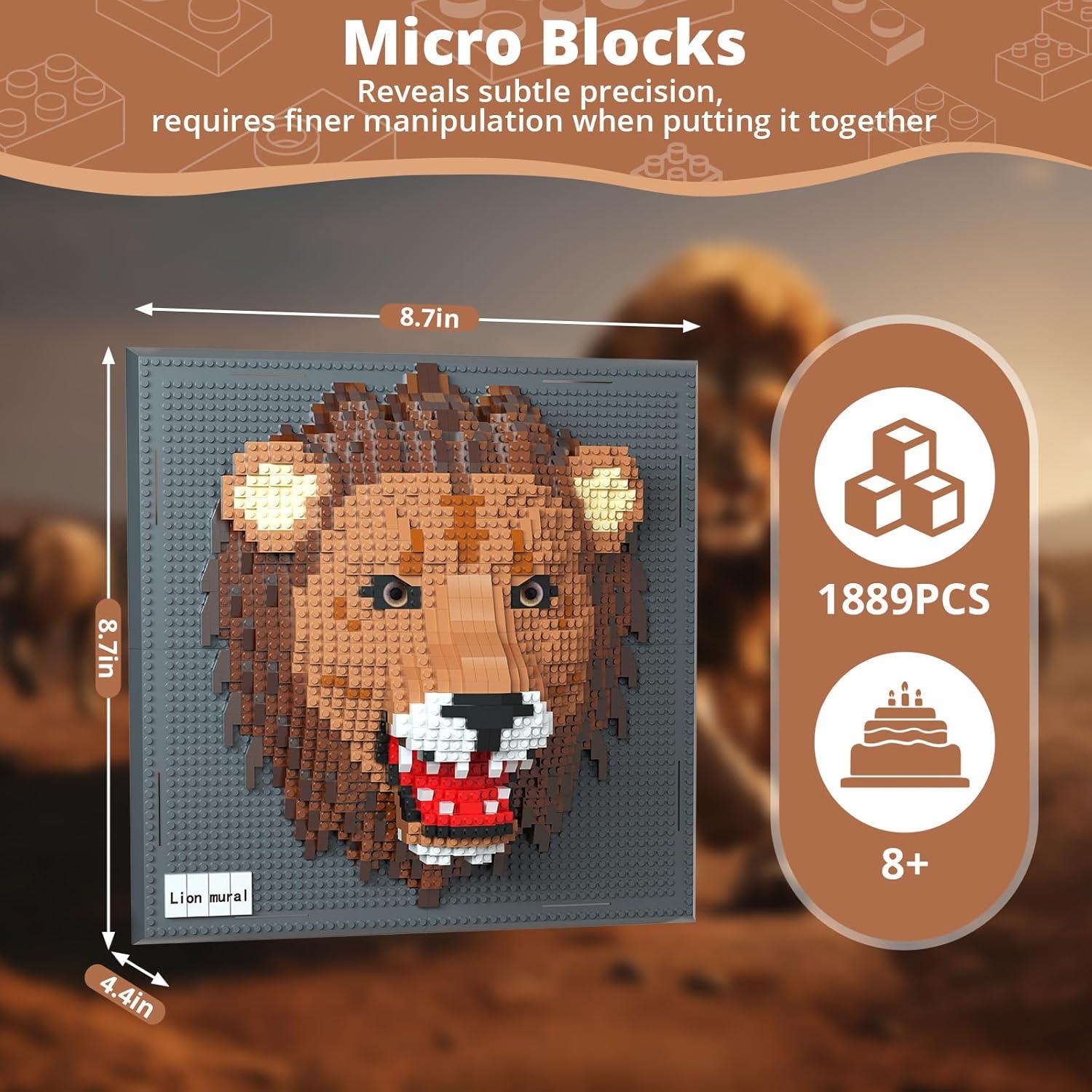 Kit de Construcción Cabeza de León KBWUZ 1889 Micro Ladrillos 22.1 cm