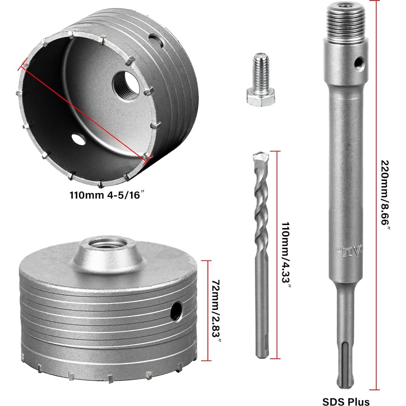 Kit de Sierras de Agujero de Concreto SALI 110mm SDS Plus