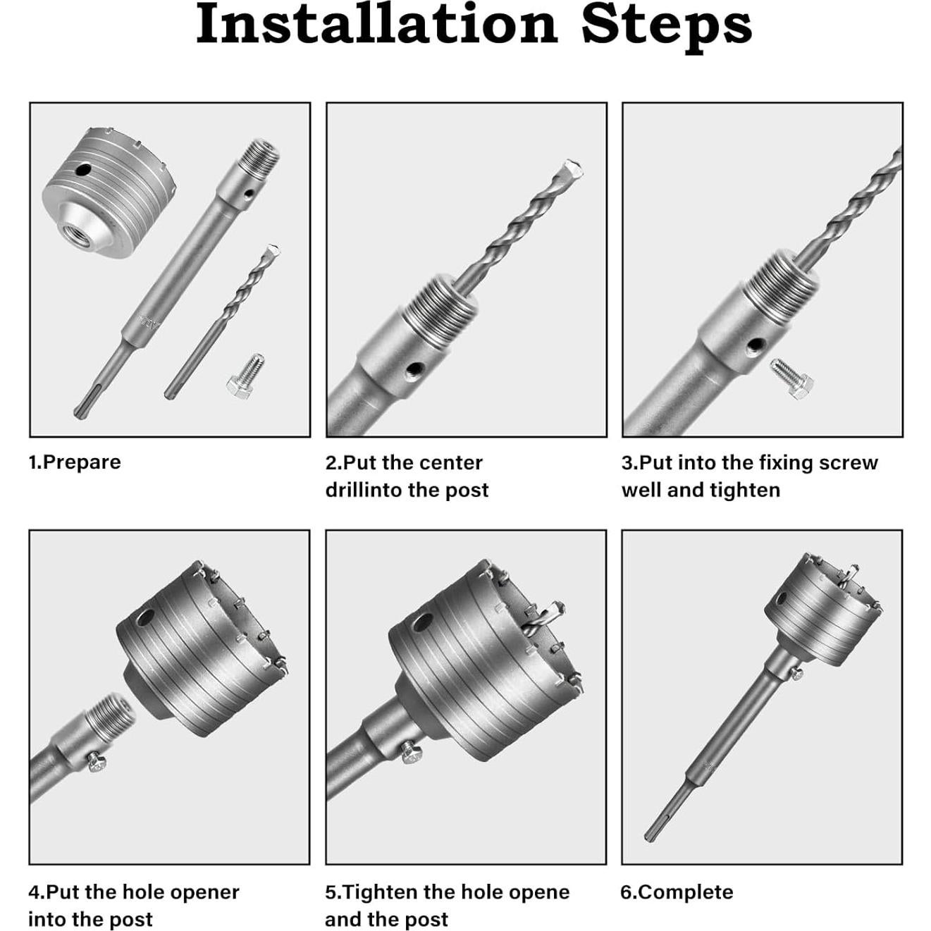 Kit de Sierras de Agujero de Concreto SALI 110mm SDS Plus