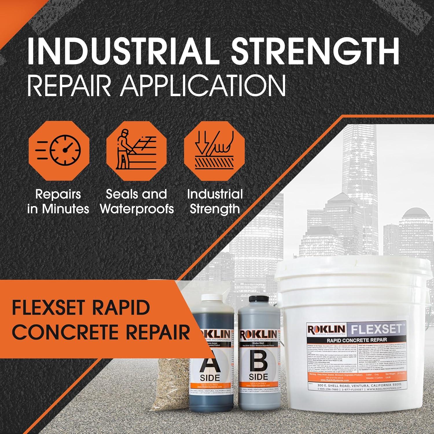 Kit de Reparación de Concreto Rápido FlexSet Roklin 11.36L Gris