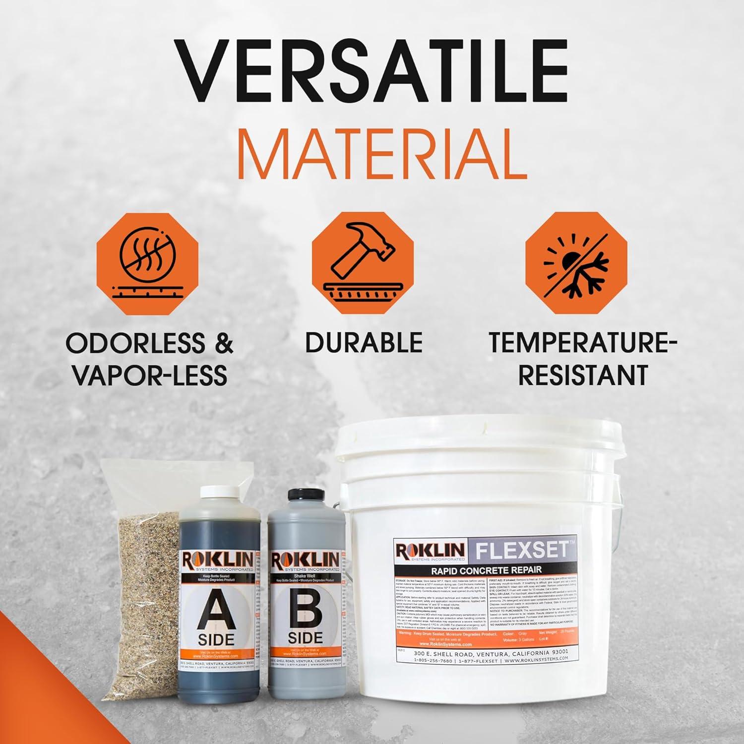 Kit de Reparación de Concreto Rápido FlexSet Roklin 11.36L Gris