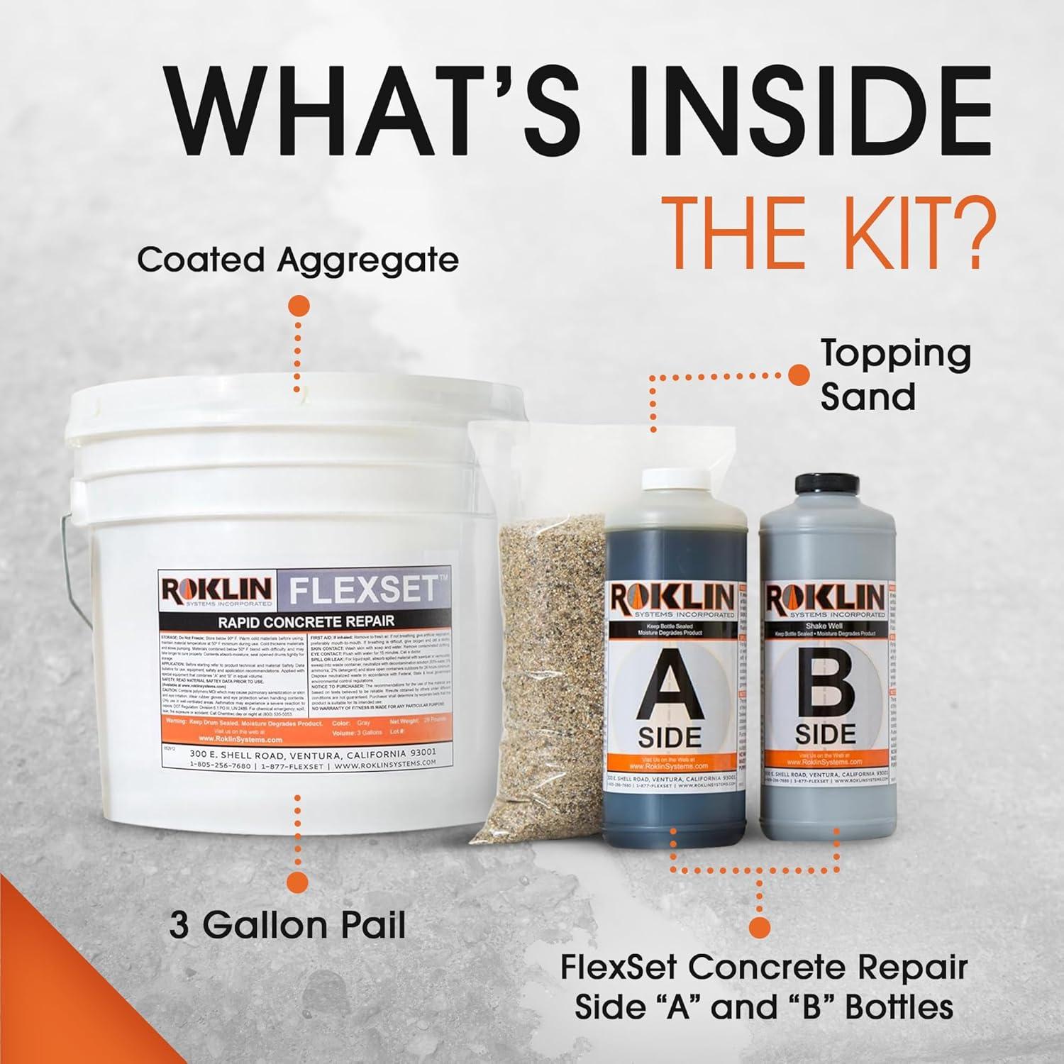 Kit de Reparación de Concreto Rápido FlexSet Roklin 11.36L Gris