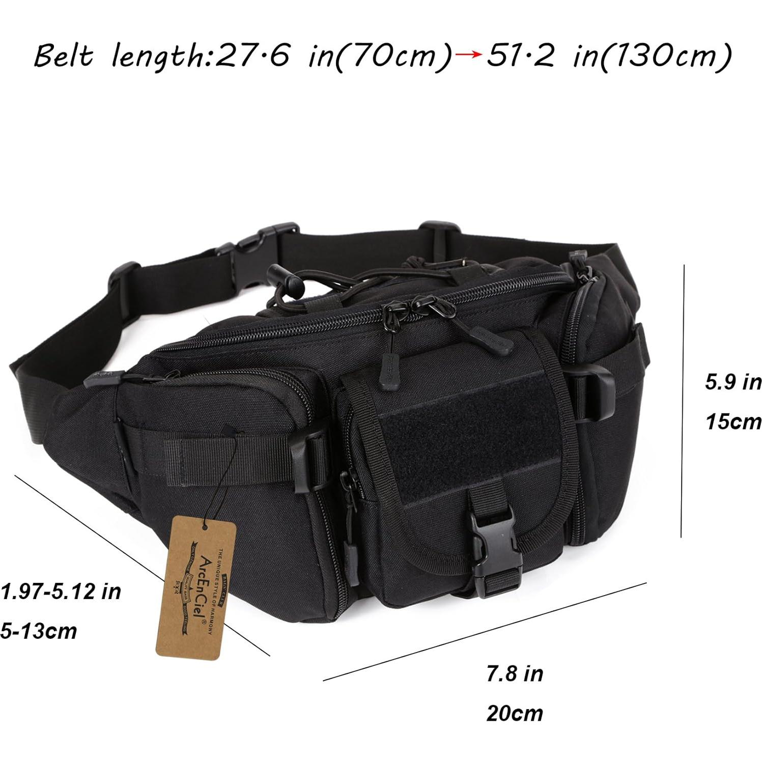 Mochila Táctica de Cintura ArcEnCiel Negra 20x15 cm