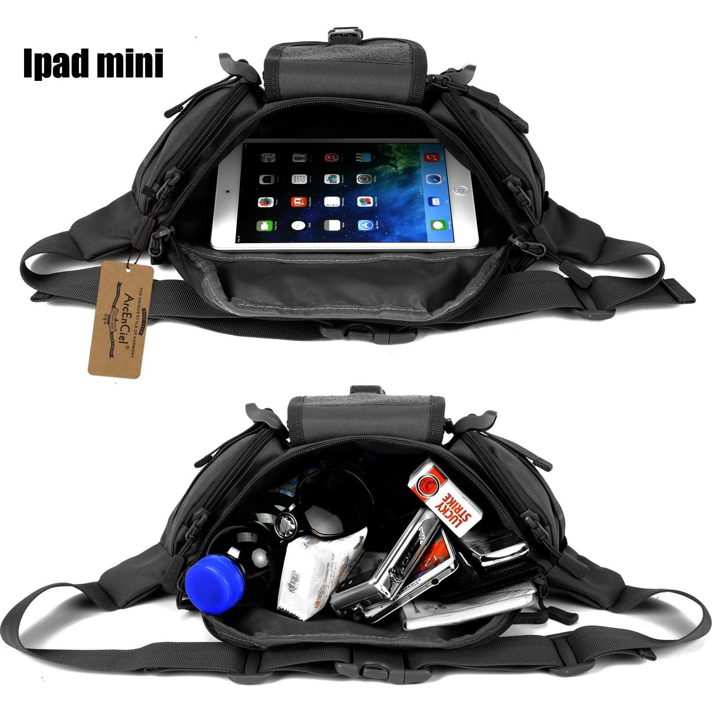 Mochila Táctica de Cintura ArcEnCiel Negra 20x15 cm