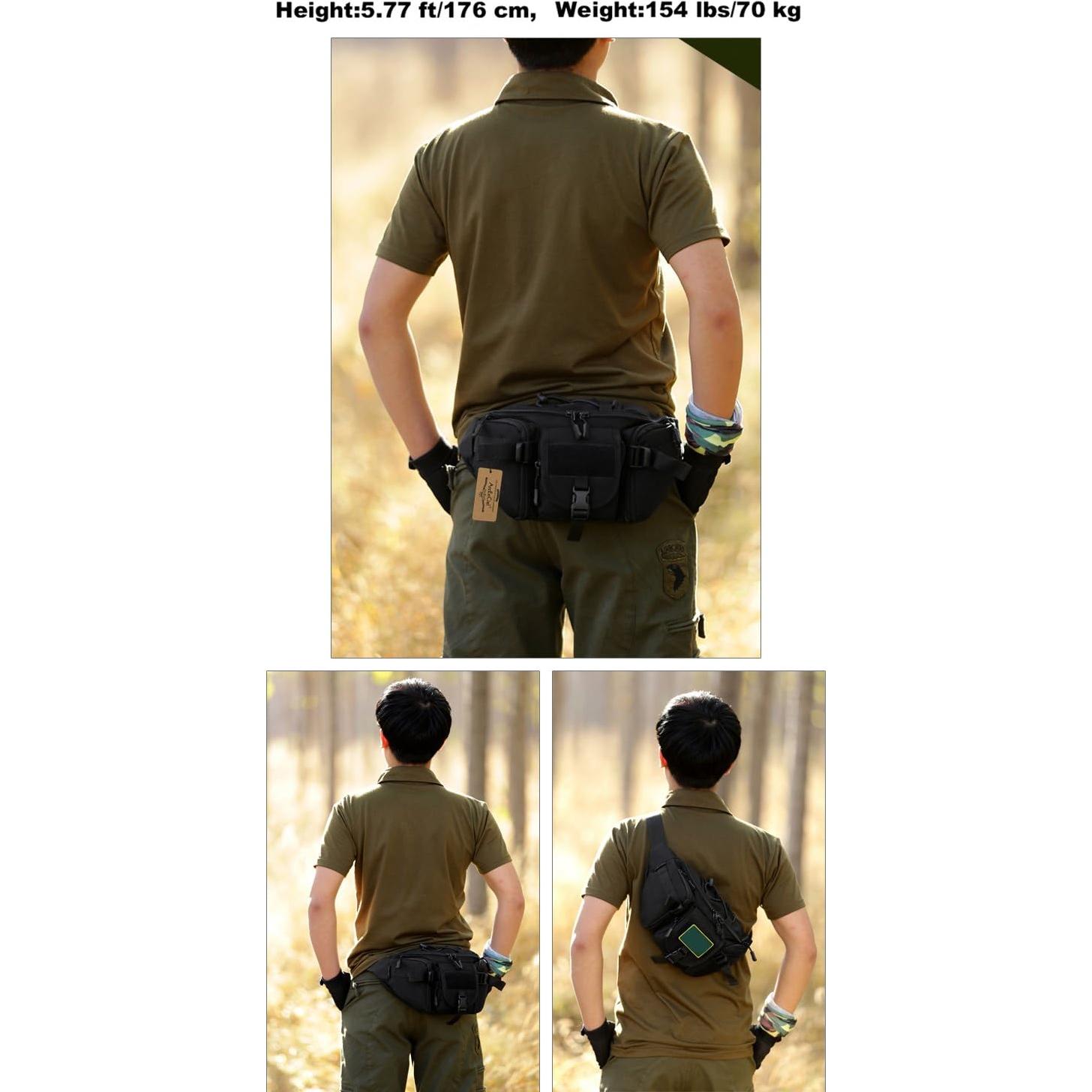 Mochila Táctica de Cintura ArcEnCiel Negra 20x15 cm