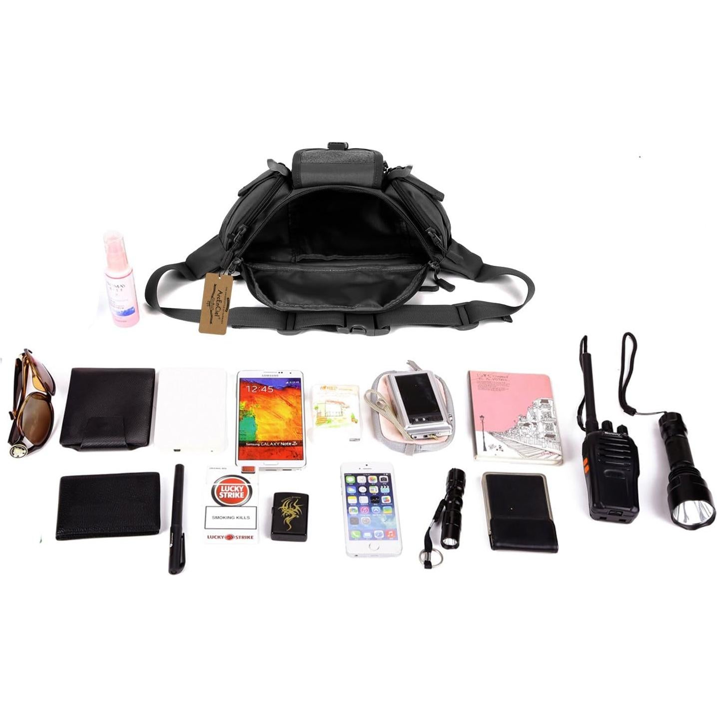 Mochila Táctica de Cintura ArcEnCiel Negra 20x15 cm