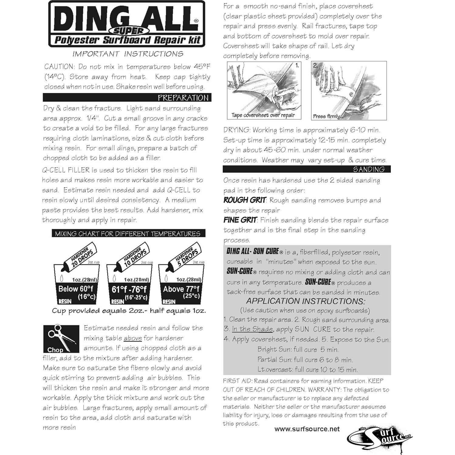 Kit de Reparación de Tablas de Surf Ding All 4 oz