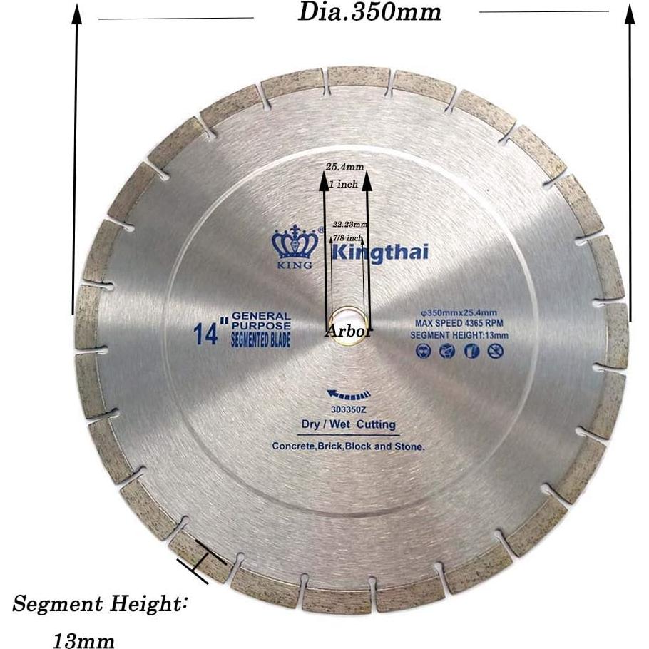 Cuchilla de Diamante 350mm KINGTHAI Corte Húmedo/Seco