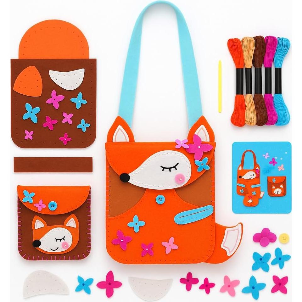 Kit de Costura de Fieltro Wise Elk - Bolsa Zorro y Monedero