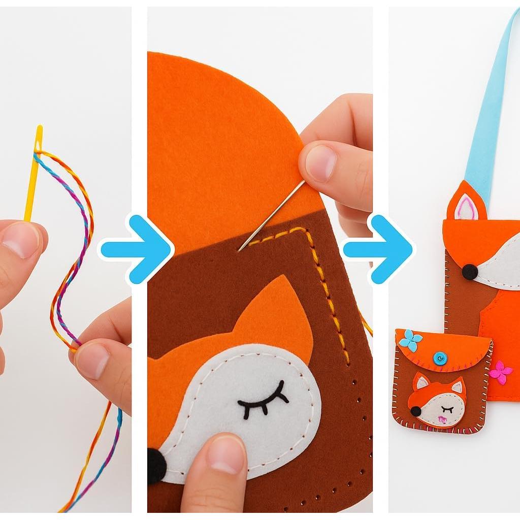 Kit de Costura de Fieltro Wise Elk - Bolsa Zorro y Monedero