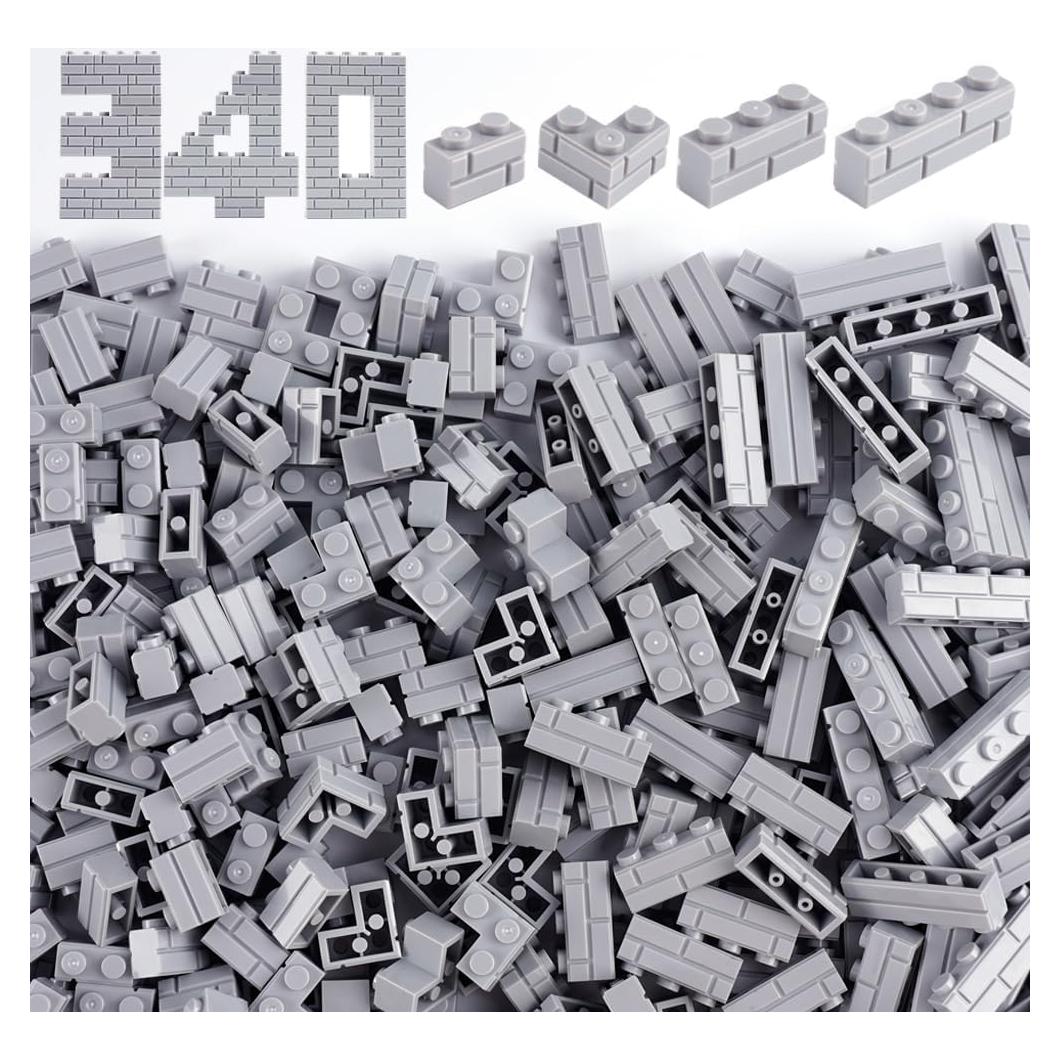 Ladrillos de Pared Clásicos WSRYLTCH 340 Piezas Gris Claro