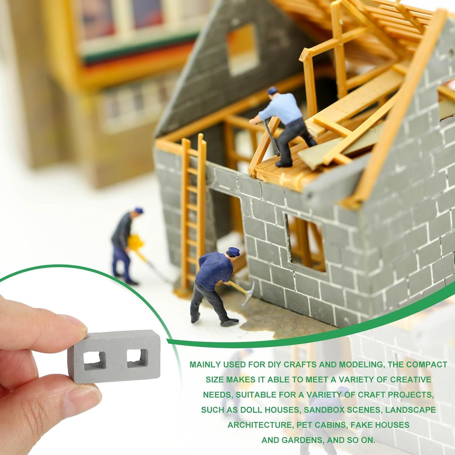 Ladrillos Miniatura PATIKIL 100 Pcs Arcilla Gris 28x14x9mm