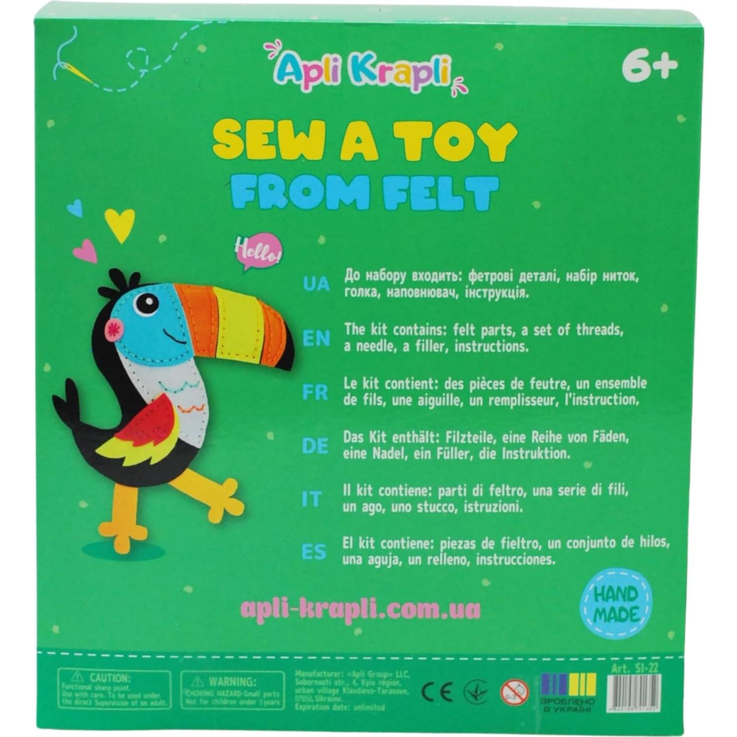 Kit de Costura APLI Krapli Tucán de Peluche para Niños 6-12