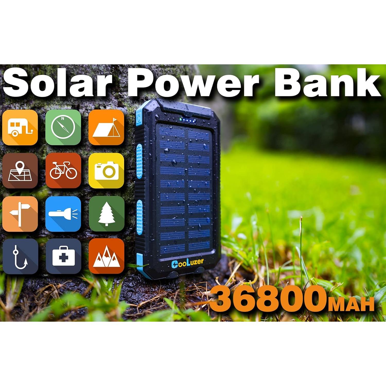 Banco de Energía Solar 36800mAh Coolstar Carga Rápida IP67
