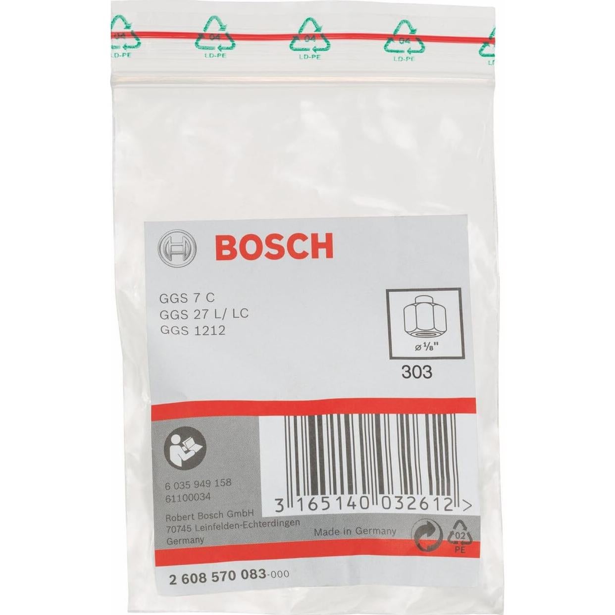 Pinza Bosch con Tuerca de Bloqueo 3.18 mm para Amoladoras