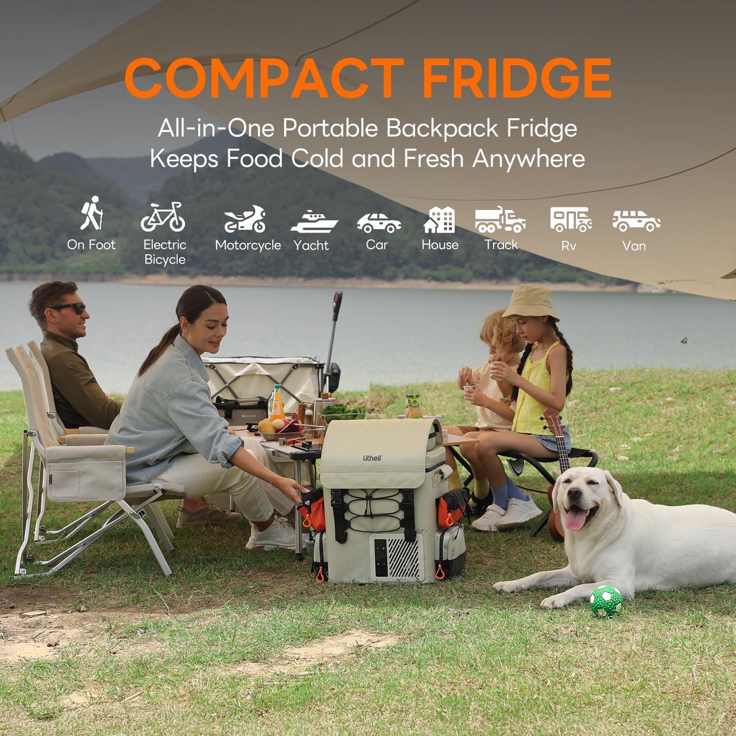 Refrigerador Portátil LiTHELi 20L 12V Beige - Congelador Camping