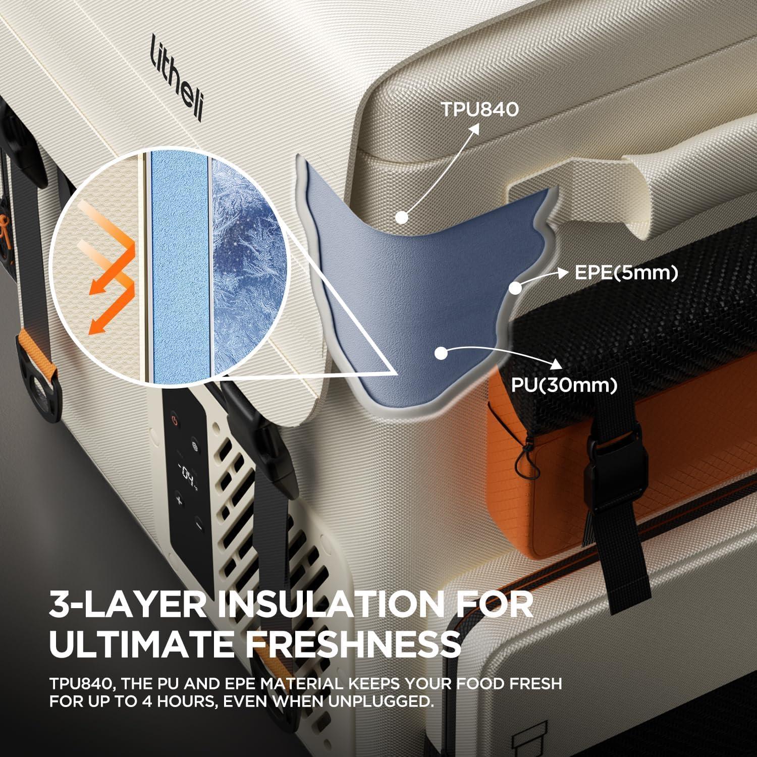 Refrigerador Portátil LiTHELi 20L 12V Beige - Congelador Camping