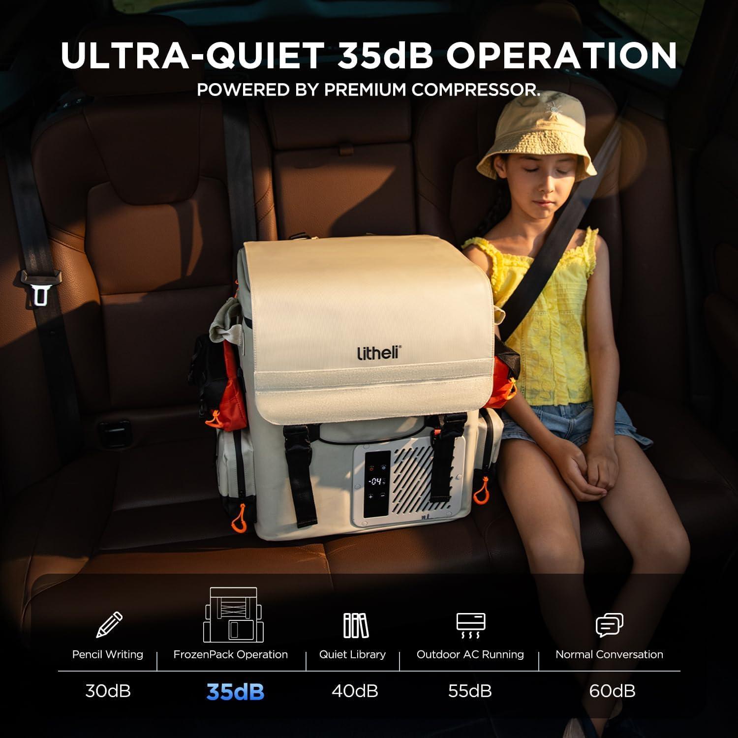 Refrigerador Portátil LiTHELi 20L 12V Beige - Congelador Camping