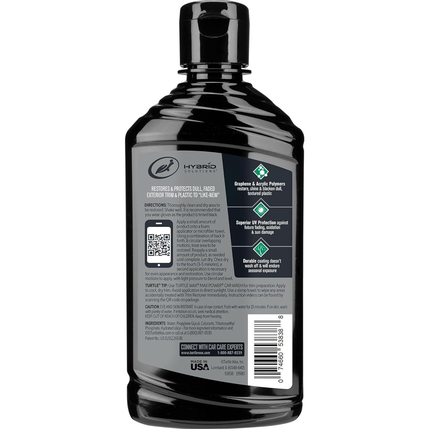 Restaurador de Recortes Negros Turtle Wax 295 ml - Protección UV