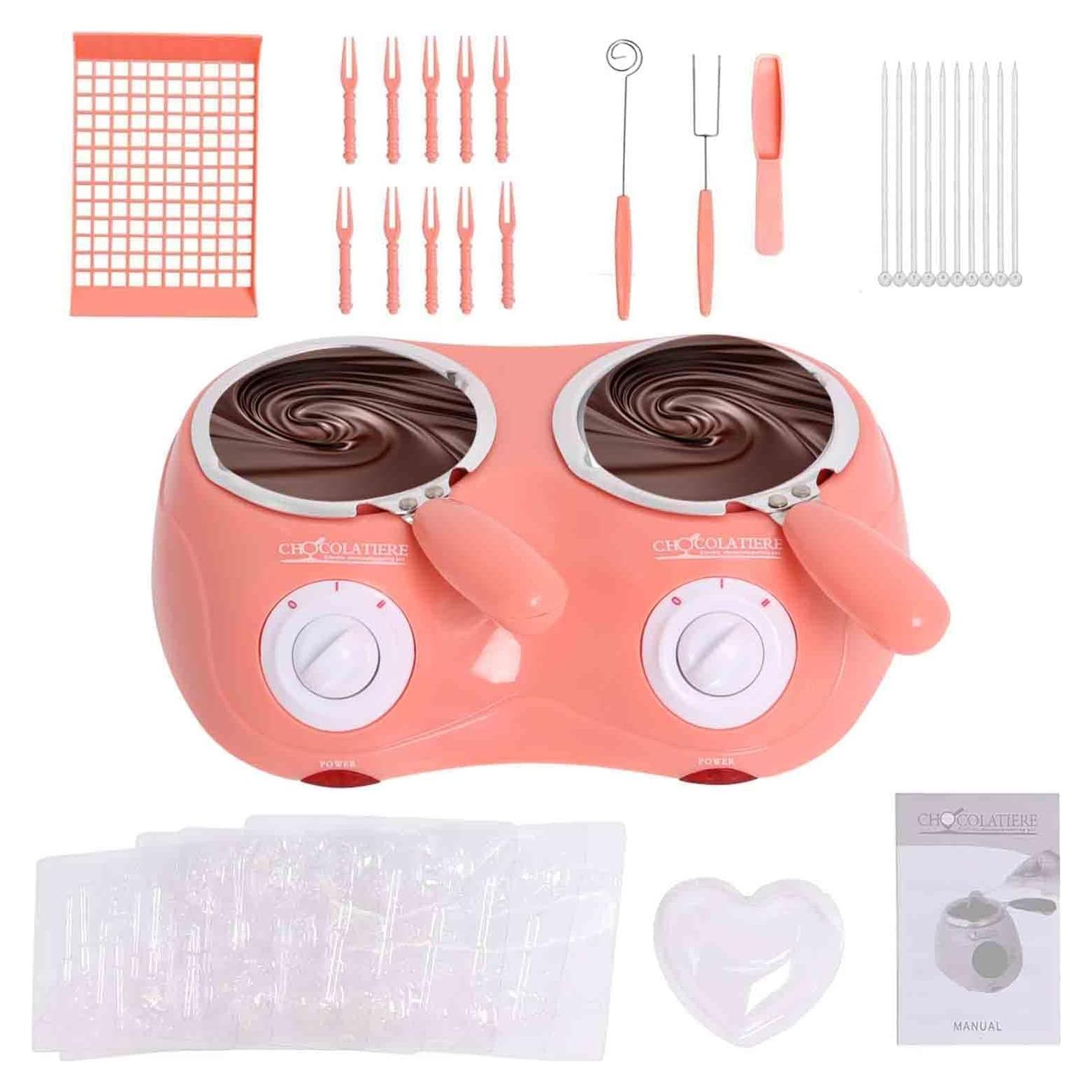 Olla Fondue Eléctrica Mini Rosa para Chocolate y Mantequilla