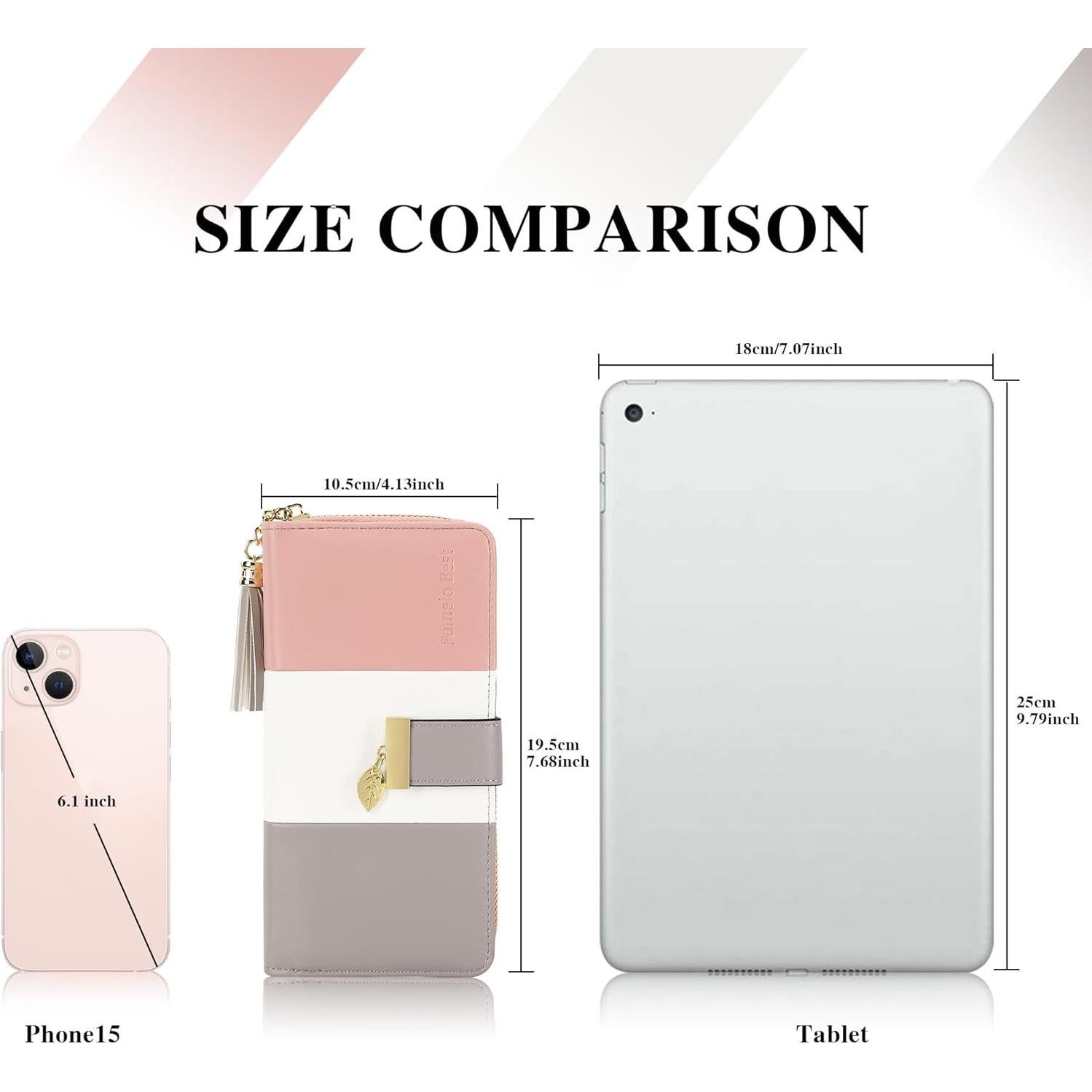 Cartera RFID Pomelo Best Rosa/Blanco/Gris con Ranuras