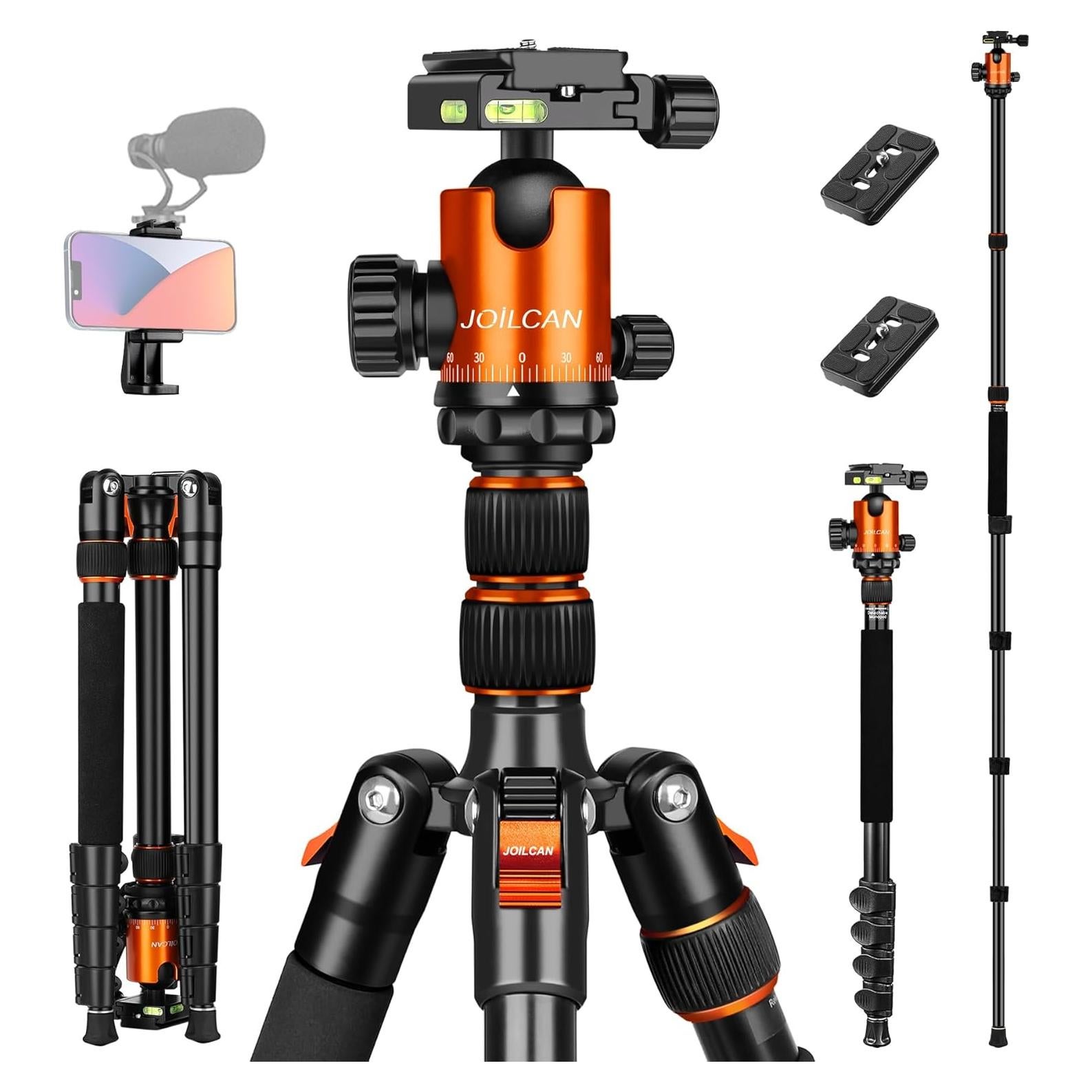 Trípode Profesional JOILCAN 81" Aluminio para Cámara DSLR