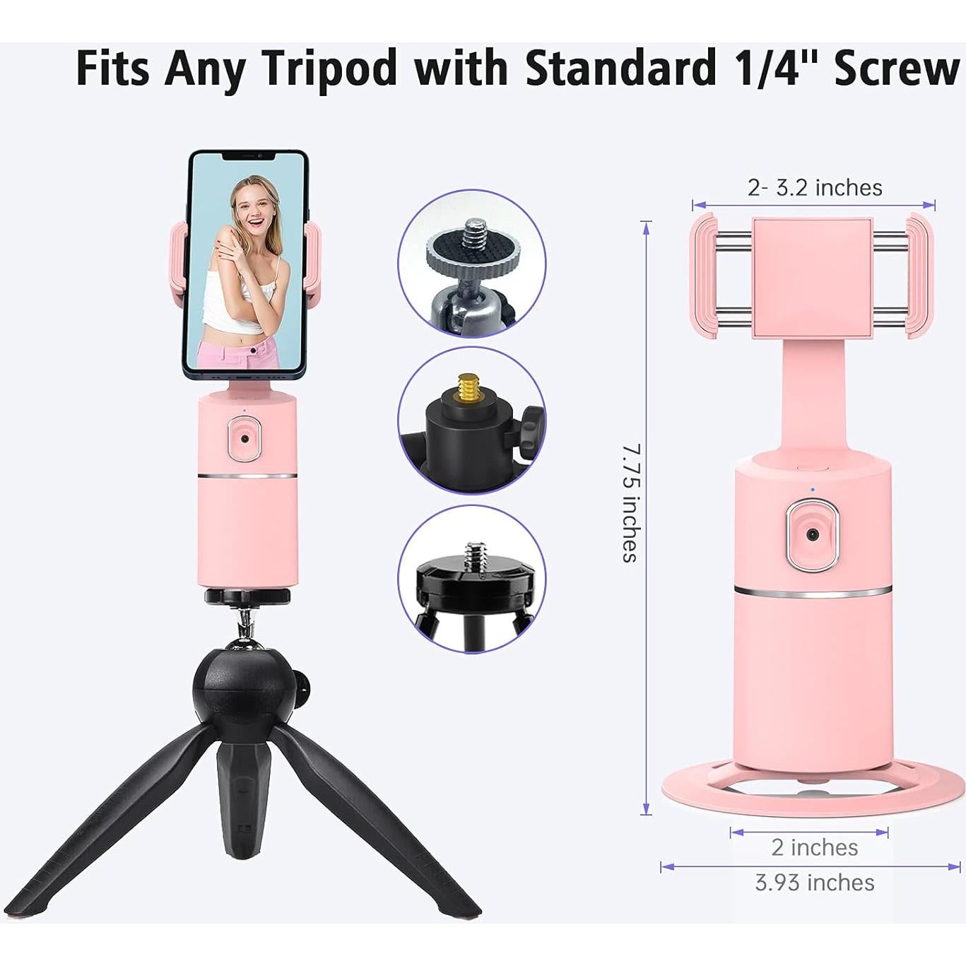 Soporte para Teléfono Camrola Rosa con Seguimiento Facial