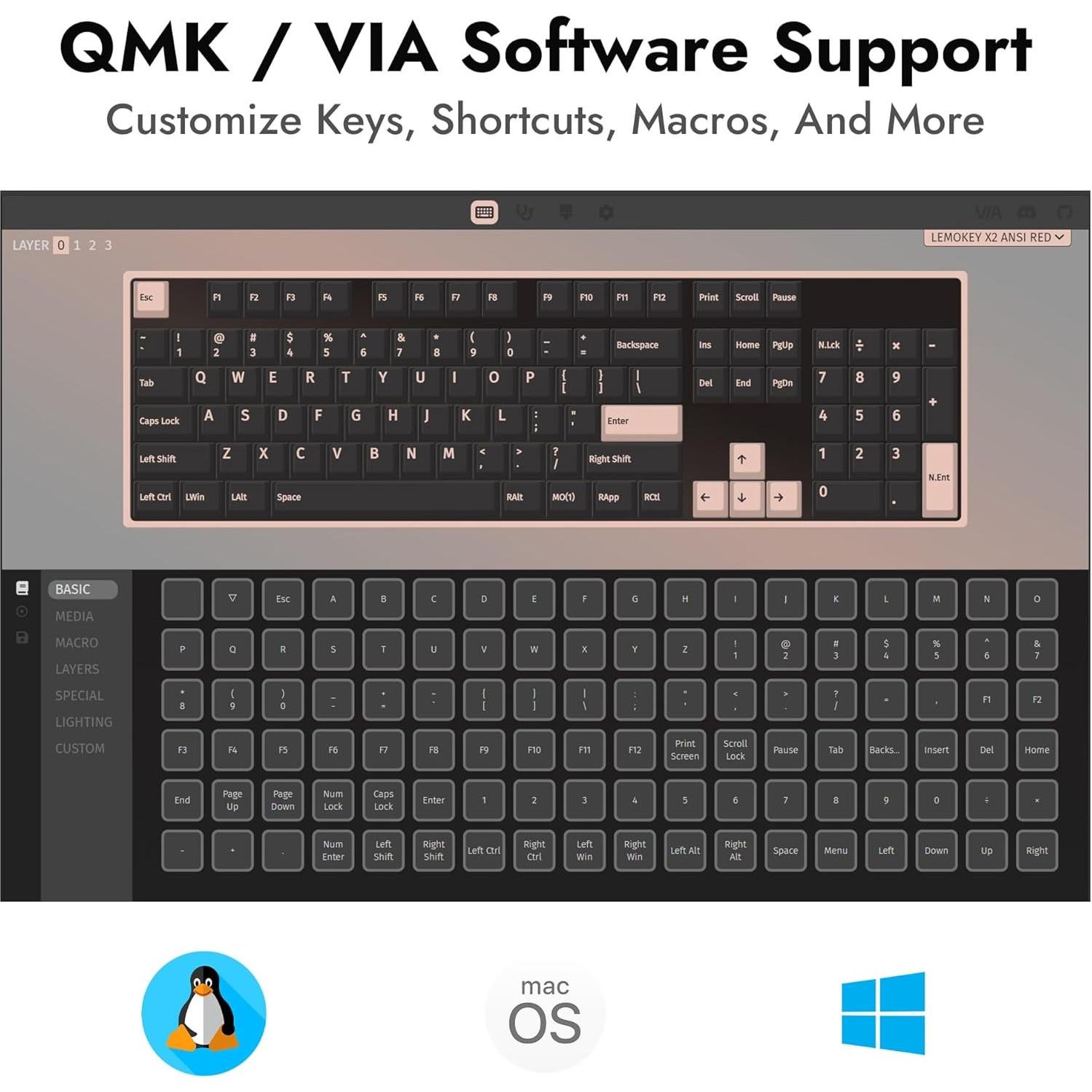 Teclado Mecánico LEMOKEY X2 100% Gasket LED Rojo