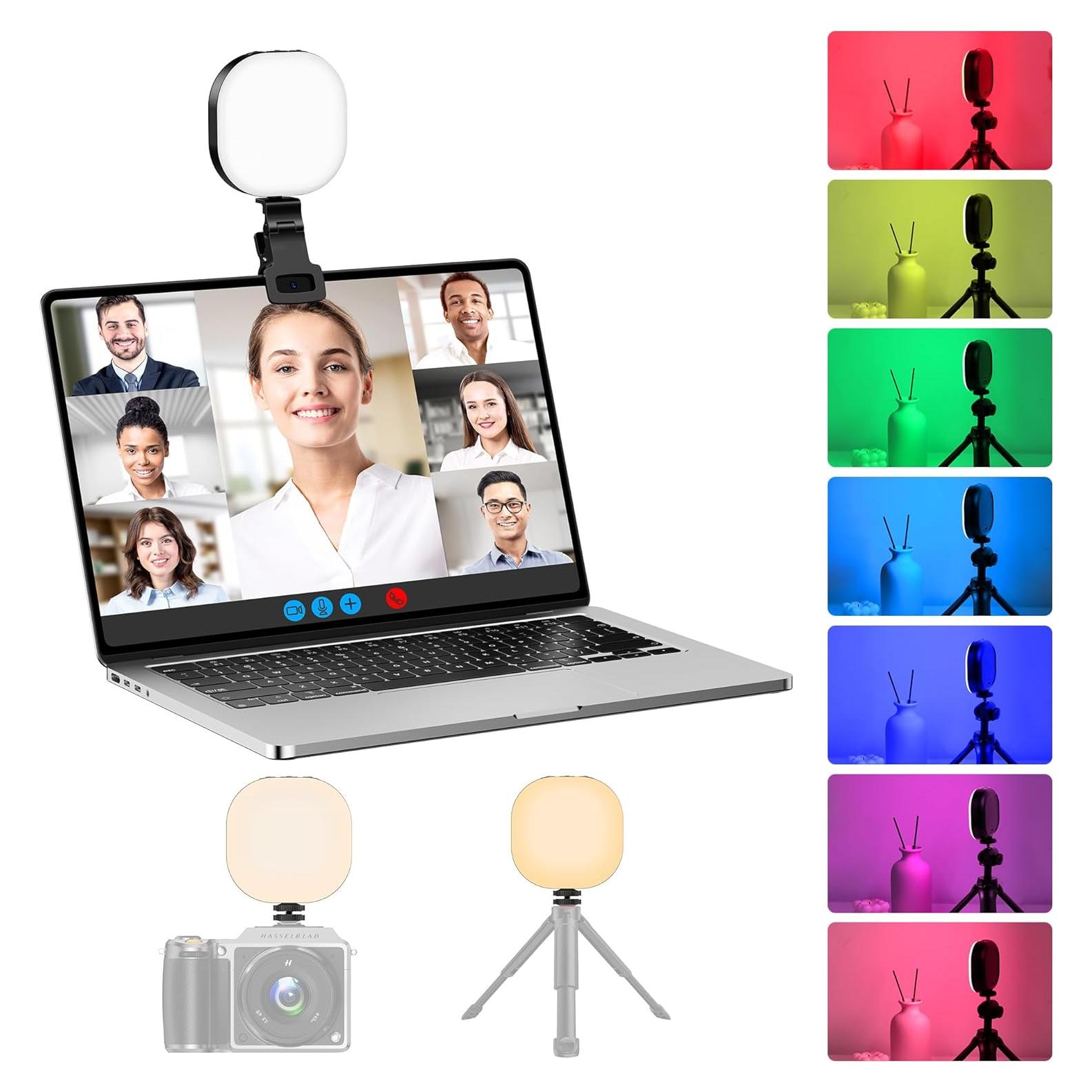 ATUMTEK RGB Video Light, Portable LED Camera Light, Live Streaming Video Lamp CRI 95+ 2900-6700K LED DSLR Lighting with Cold Shoe Mounts and Clamp for Photography, Vlogging, Video Conference etc