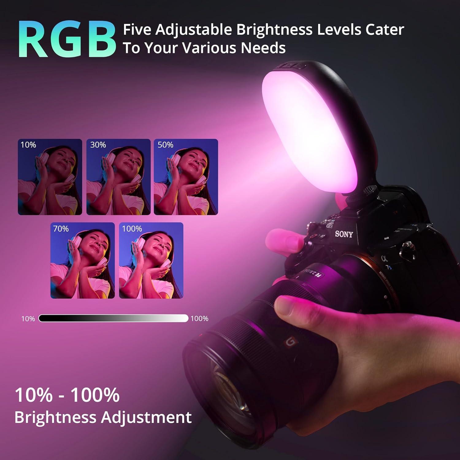 ATUMTEK RGB Video Light, Portable LED Camera Light, Live Streaming Video Lamp CRI 95+ 2900-6700K LED DSLR Lighting with Cold Shoe Mounts and Clamp for Photography, Vlogging, Video Conference etc