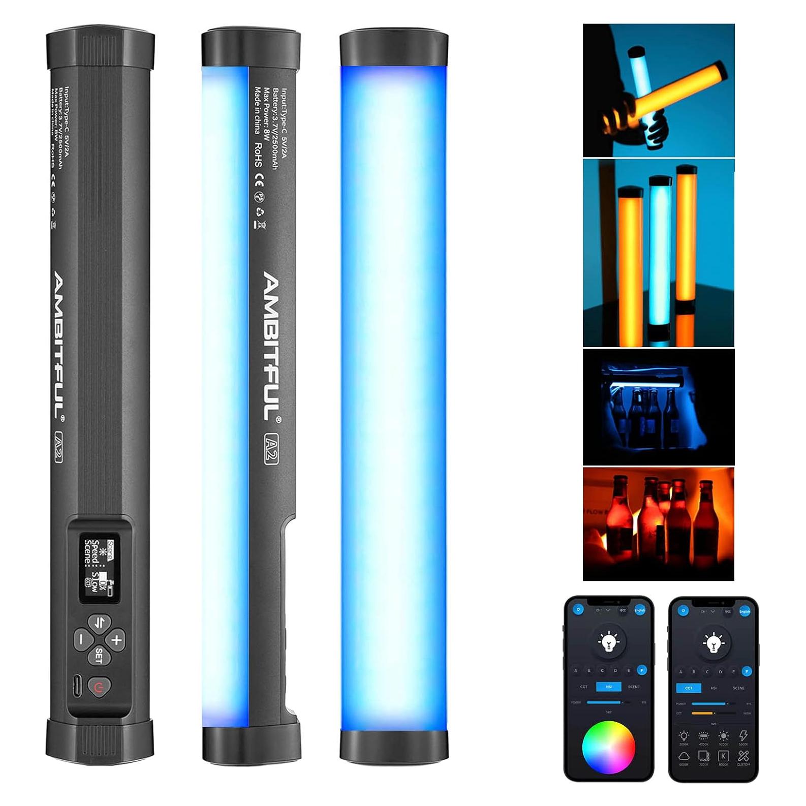 AMBITFUL A2 Luz Tubo RGB 2500K-8500K 29 Efectos