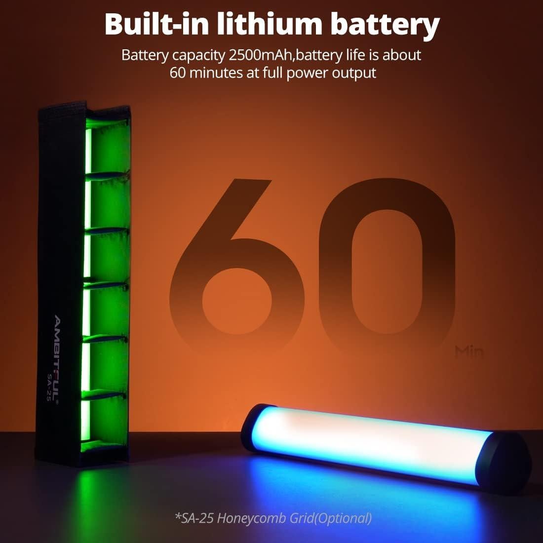 AMBITFUL A2 Luz Tubo RGB 2500K-8500K 29 Efectos